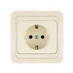 Розетка 1-м СП Mimoza 16А IP20 с заземл. крем./крем. Makel 25028