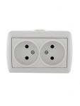 Розетка 2-м ОП Nata 16А IP20 без заземл. керамика бел. LEZARD 710-0200-128