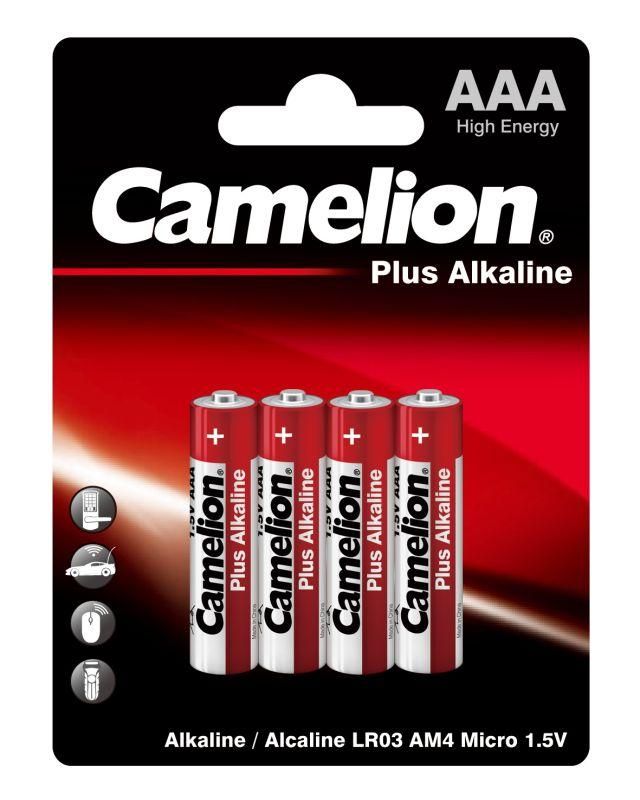 Элемент питания алкалиновый AAA/LR03 1.5В Plus Alkaline LR03-BP4 BL-4 (блист.4шт) Camelion 7369