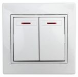 Выключатель 2-кл. СП Plano 10А IP20 1-105-01 250В с подсветкой бел. Intro Б0027603