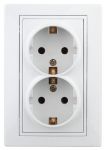 Розетка 2-м СП Plano 1Э-208-01 16А IP20 250В 2х2P+E Schuko защ. шторки без лапок бел. Intro Б0038833