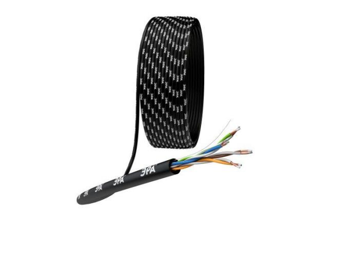 Кабель витая пара U/UTP кат.5E 4х2х24AWG solid CCA PE Outdoor Simple черн. (м) Эра Б0044436